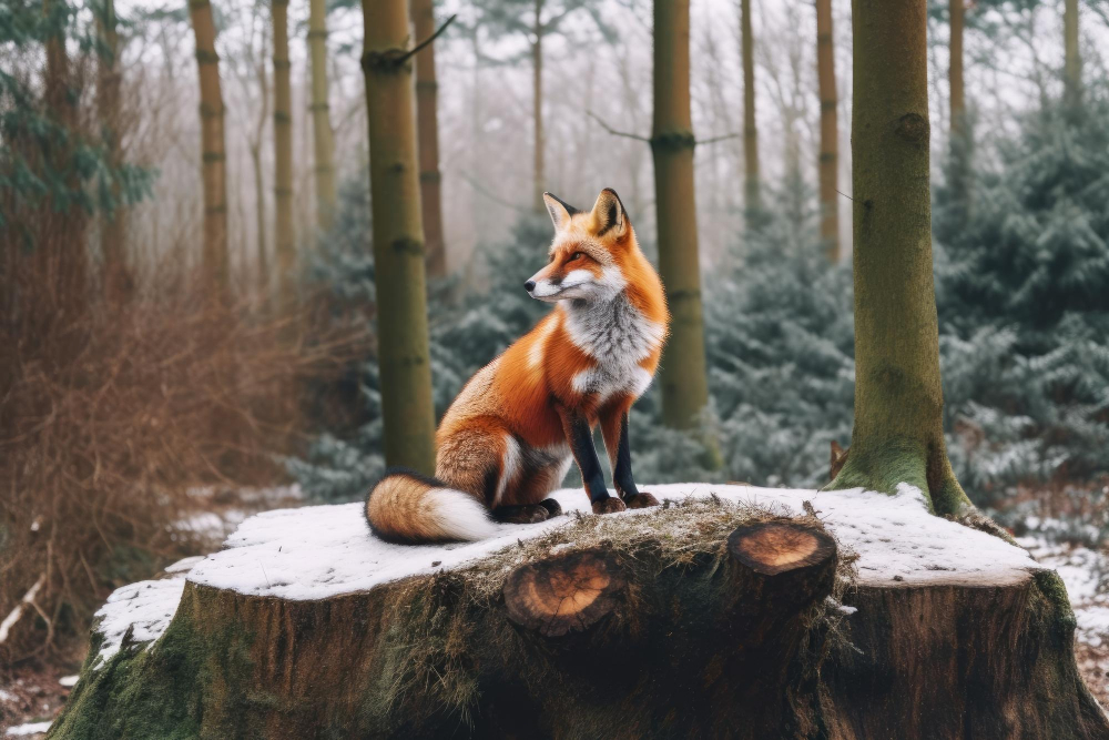 Künstliche Intelligenz erzeugt Foto von einem Fuchs im Wald